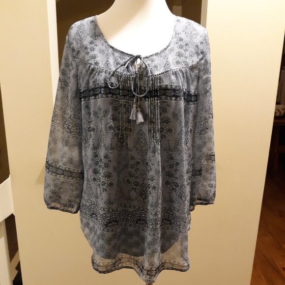 Saint John's Bay Tops - ST John's Bay Spring Blouse Blue M EUC